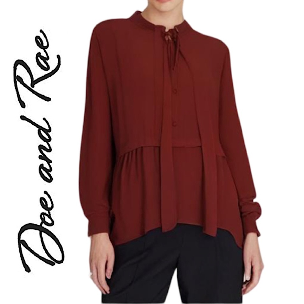 Anthropologie.Doe & Rae. NWT. Gorgeous long sleeve blouse. Burnt Sienna. Large